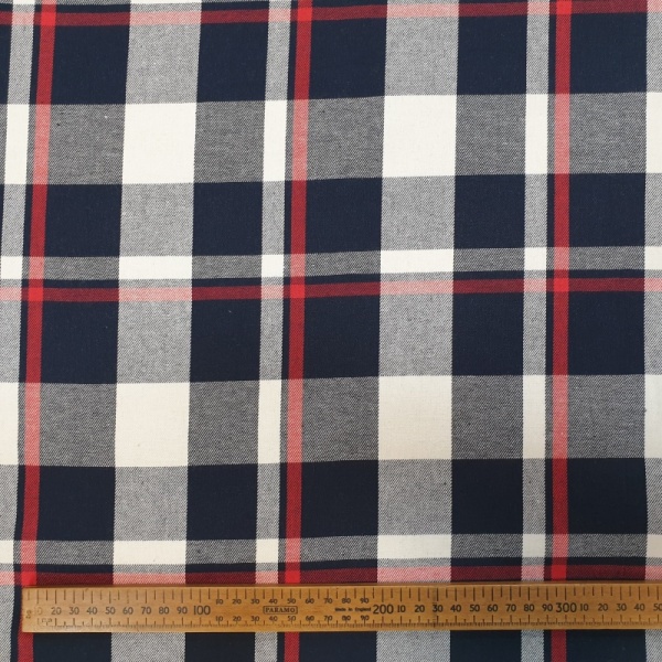 Polyester Check - Blue & Red